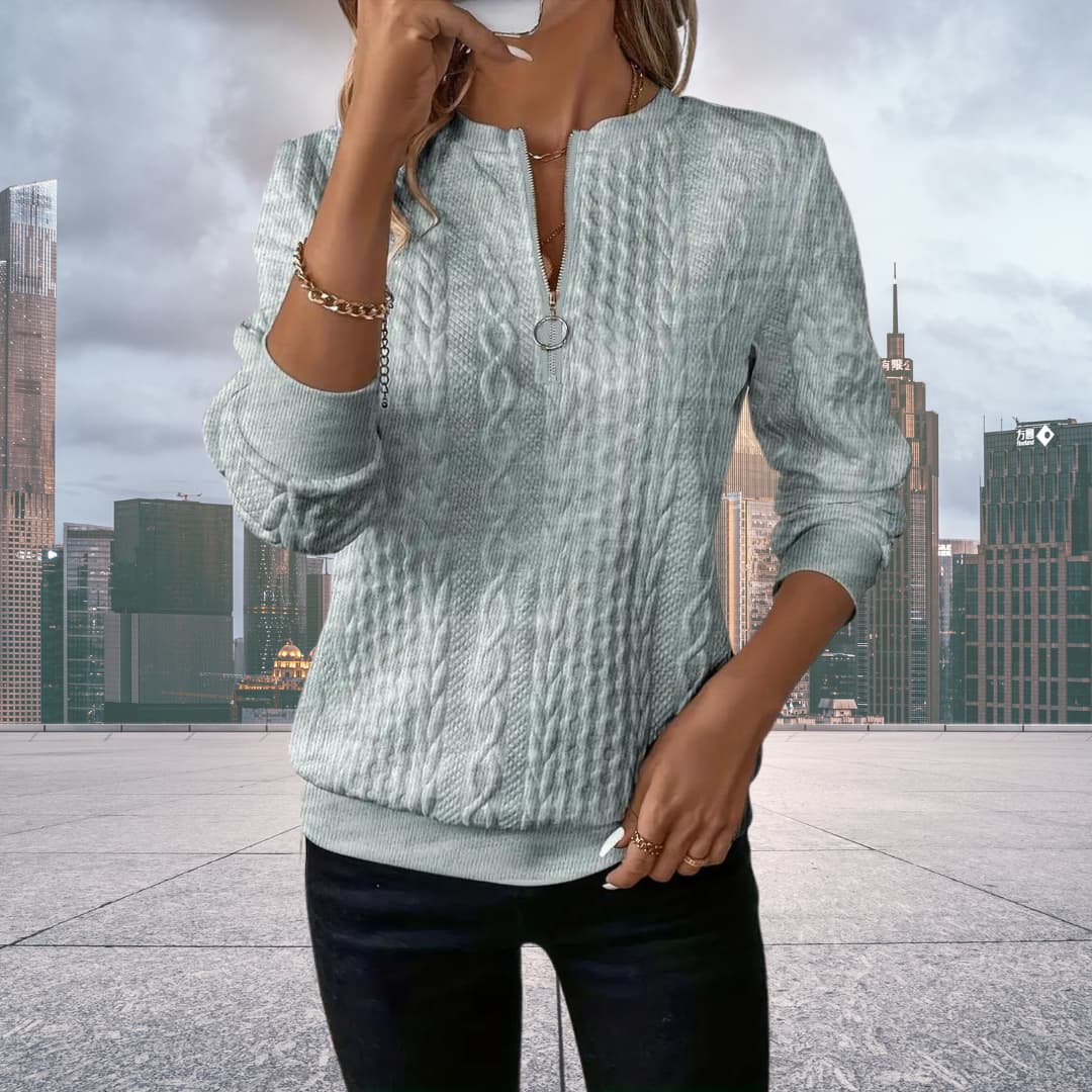 Dama Washington Juliette women's cable knit zip up sweater - view 2