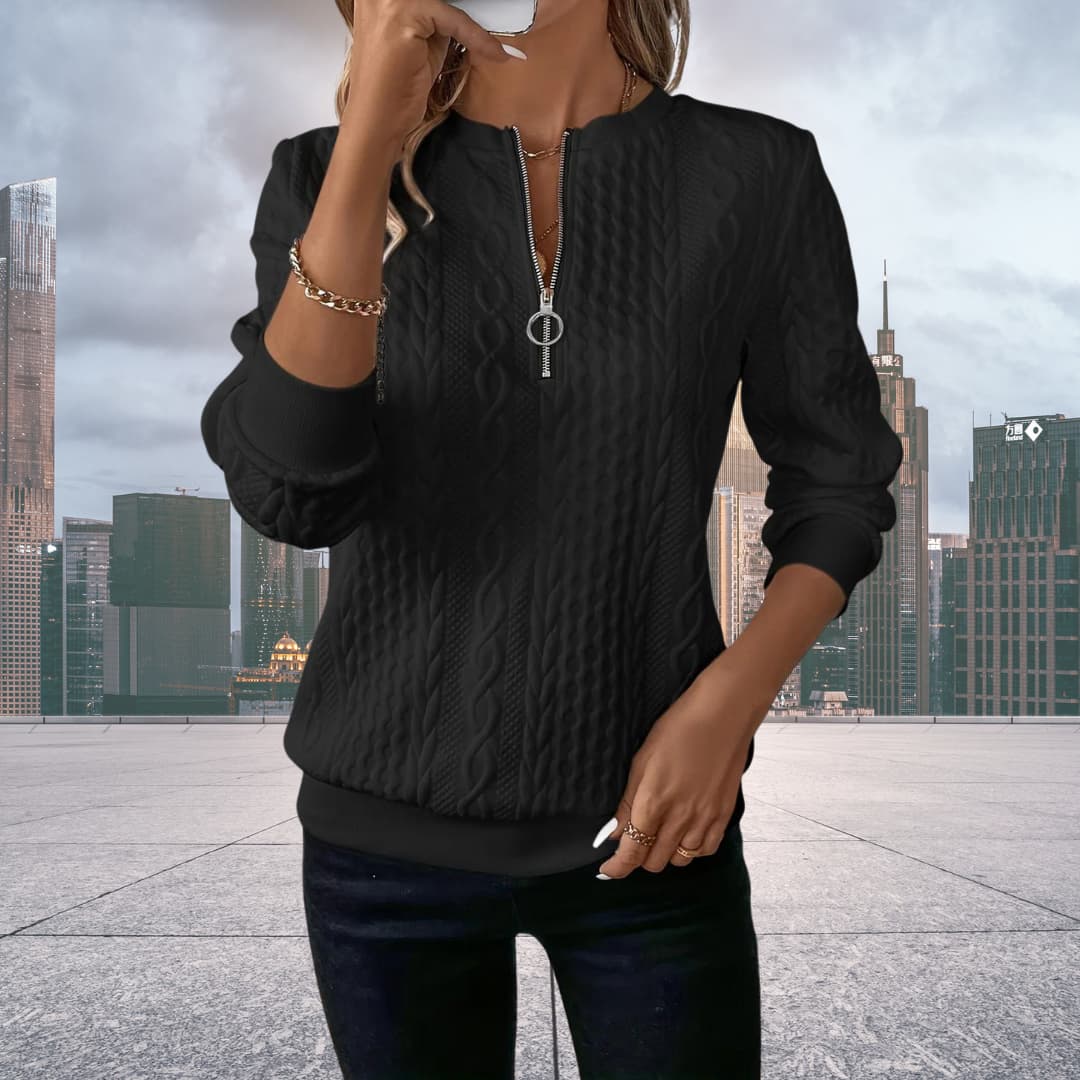 Dama Washington Juliette women's cable knit zip up sweater - view 3