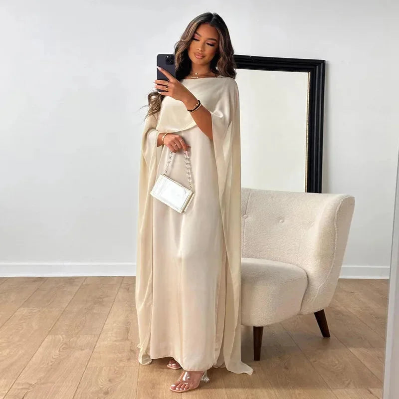 Cleo | Women's Off Shoulder Cream Maxi Dress Cape Sleeves