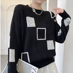 Dama Washington Vera women's color block knit sweater cream black - view 2