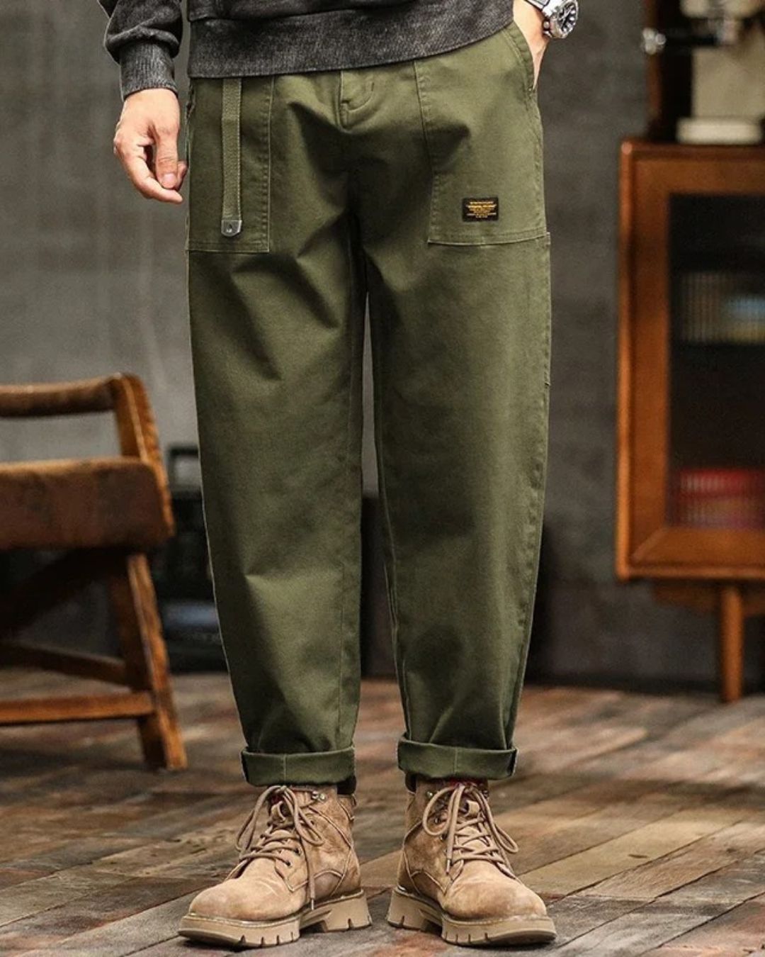 Axel | Men's Cargo Pants Olive Green Relaxed Fit