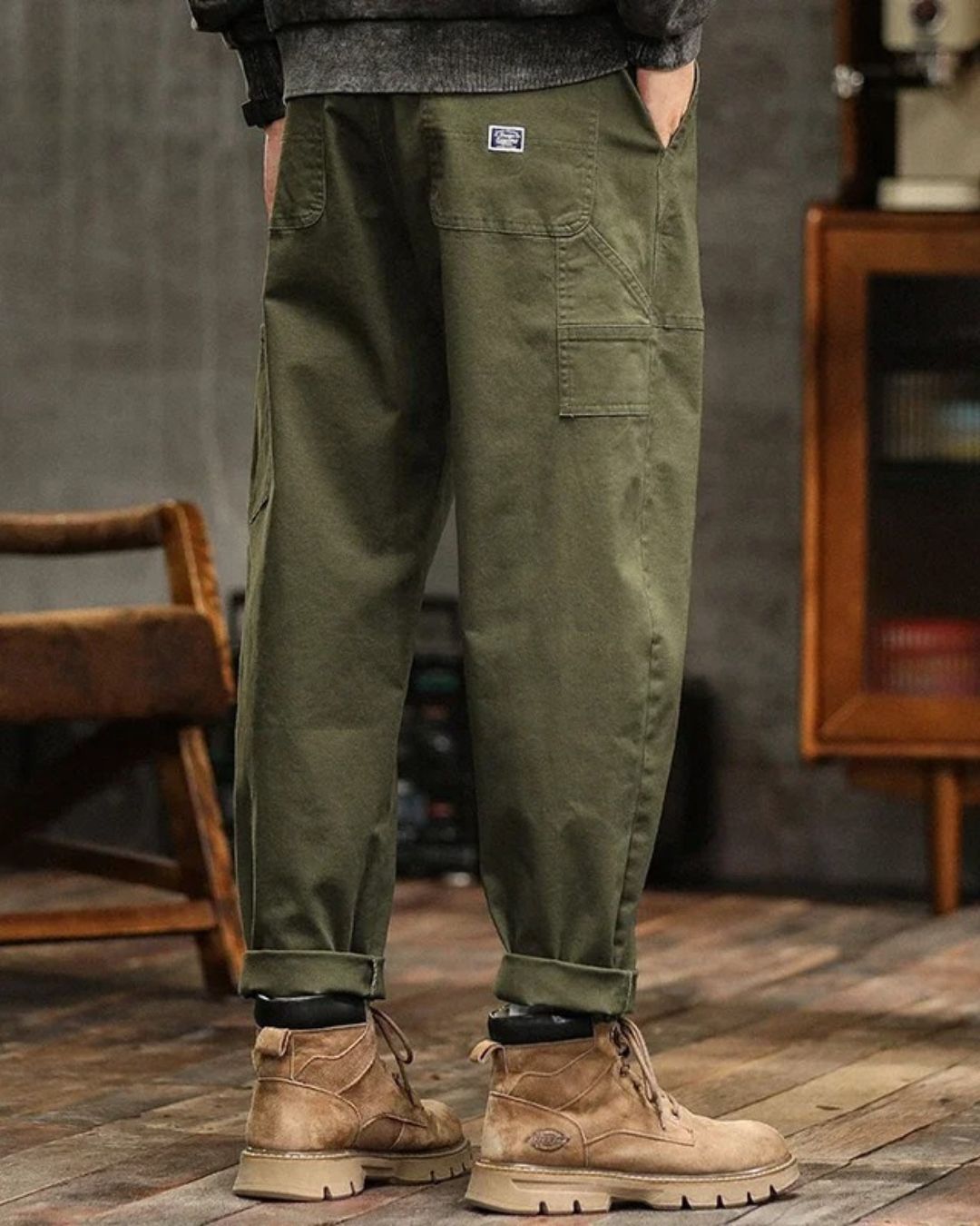 Axel | Men's Cargo Pants Olive Green Relaxed Fit