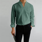 Dama Washington Axel men's white dress shirt long sleeve mandarin collar - view 8
