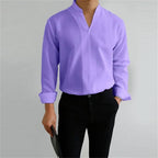 Dama Washington Axel men's white dress shirt long sleeve mandarin collar - view 9
