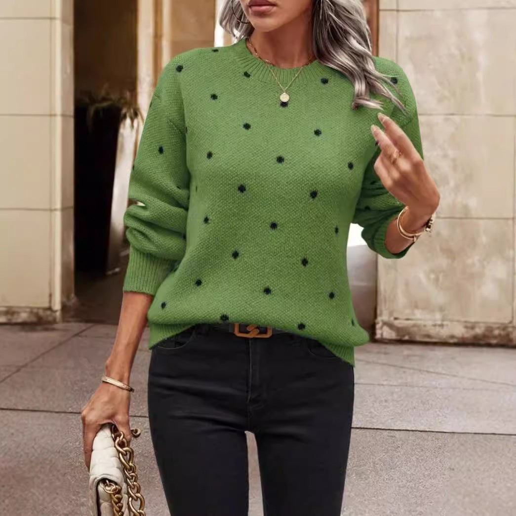 Dama Washington Jehanne long sleeve polka dot sweater - front view