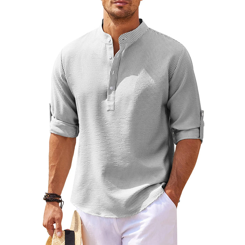 Axel | Men's Henley Shirt Light Blue Long Sleeve Cotton