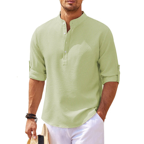 Dama Washington Axel men's henley shirt light blue long sleeve cotton - view 2