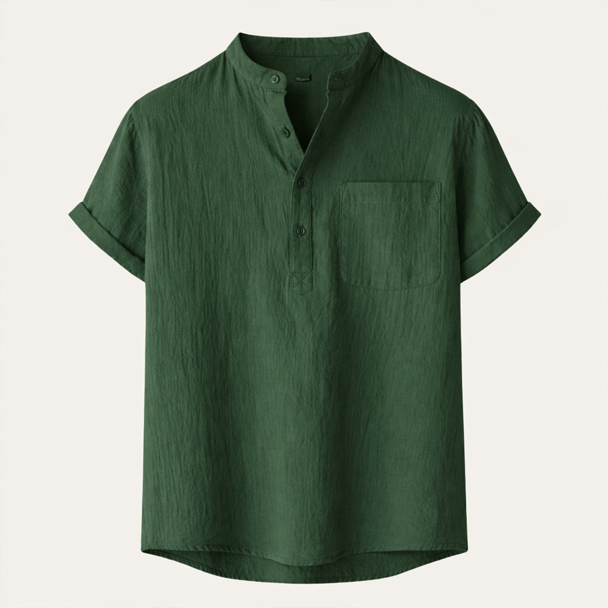 Luca | Men's Henley Shirt Navy Short Sleeve Casual Cotton Linen