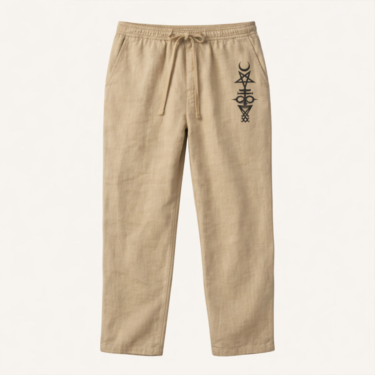 Luca | Men's Relaxed Wide Leg Linen Pants Gray Drawstring
