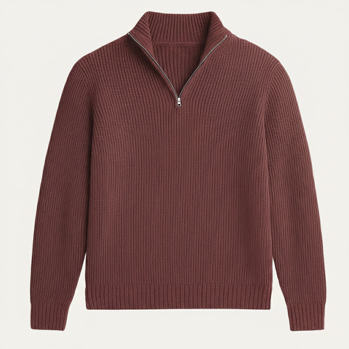 Callum | Men's Quarter Zip Sweater Blue Ribbed Knit
