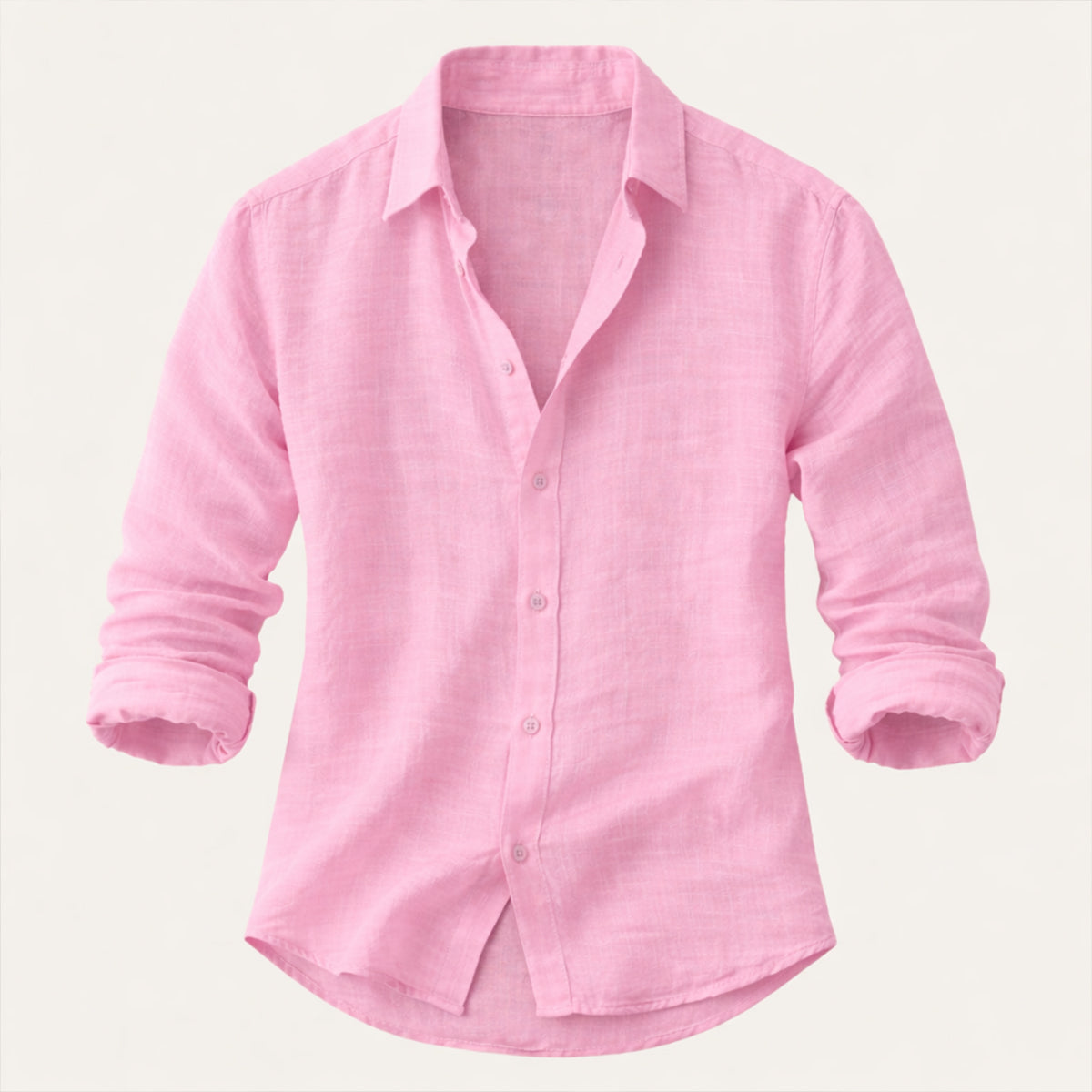 Ezra | Men's Linen Shirt Cream Long Sleeve Button Up