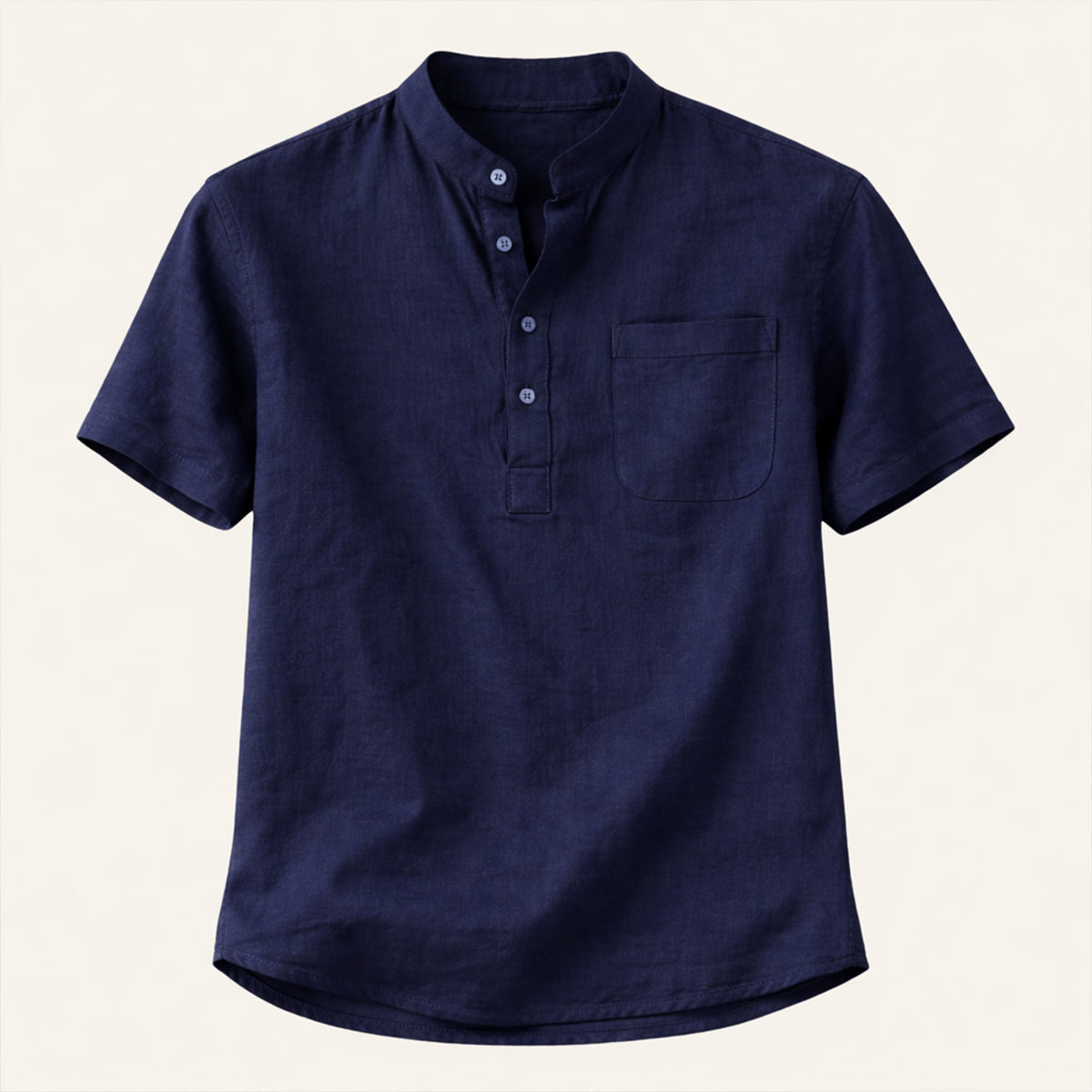 Ivo | Men's Linen Henley Shirt Light Green Short Sleeve