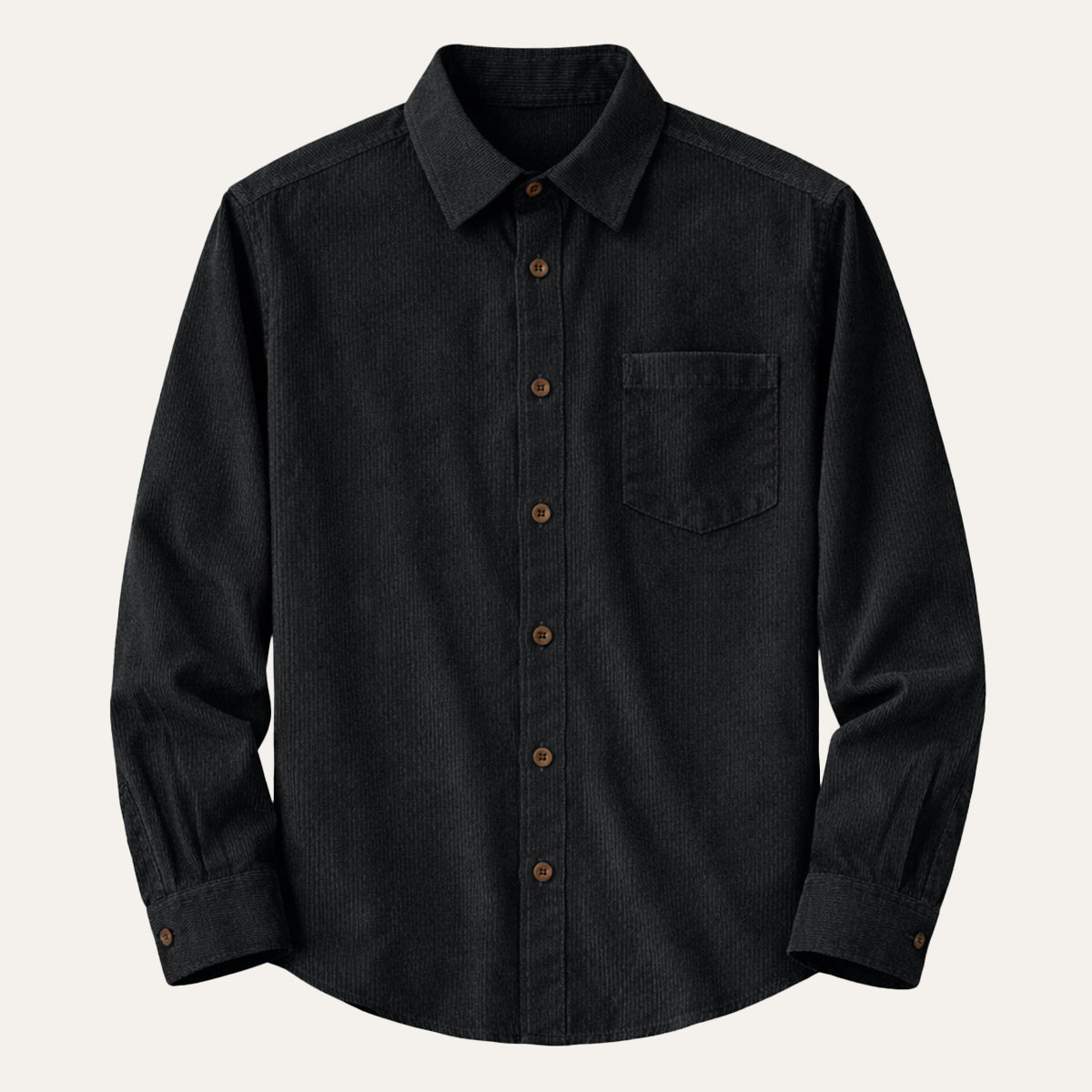 Beau | Men's Corduroy Button Up Shirt Cream Long Sleeve