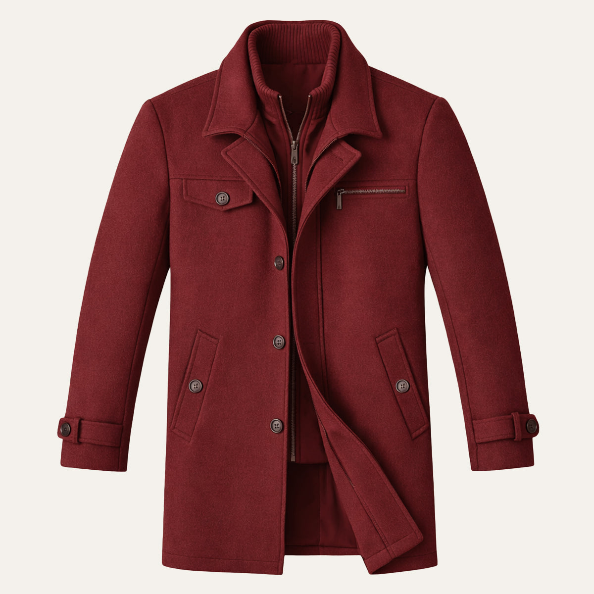 Wyatt | Men's Wool Blend Overcoat Black Button Closure