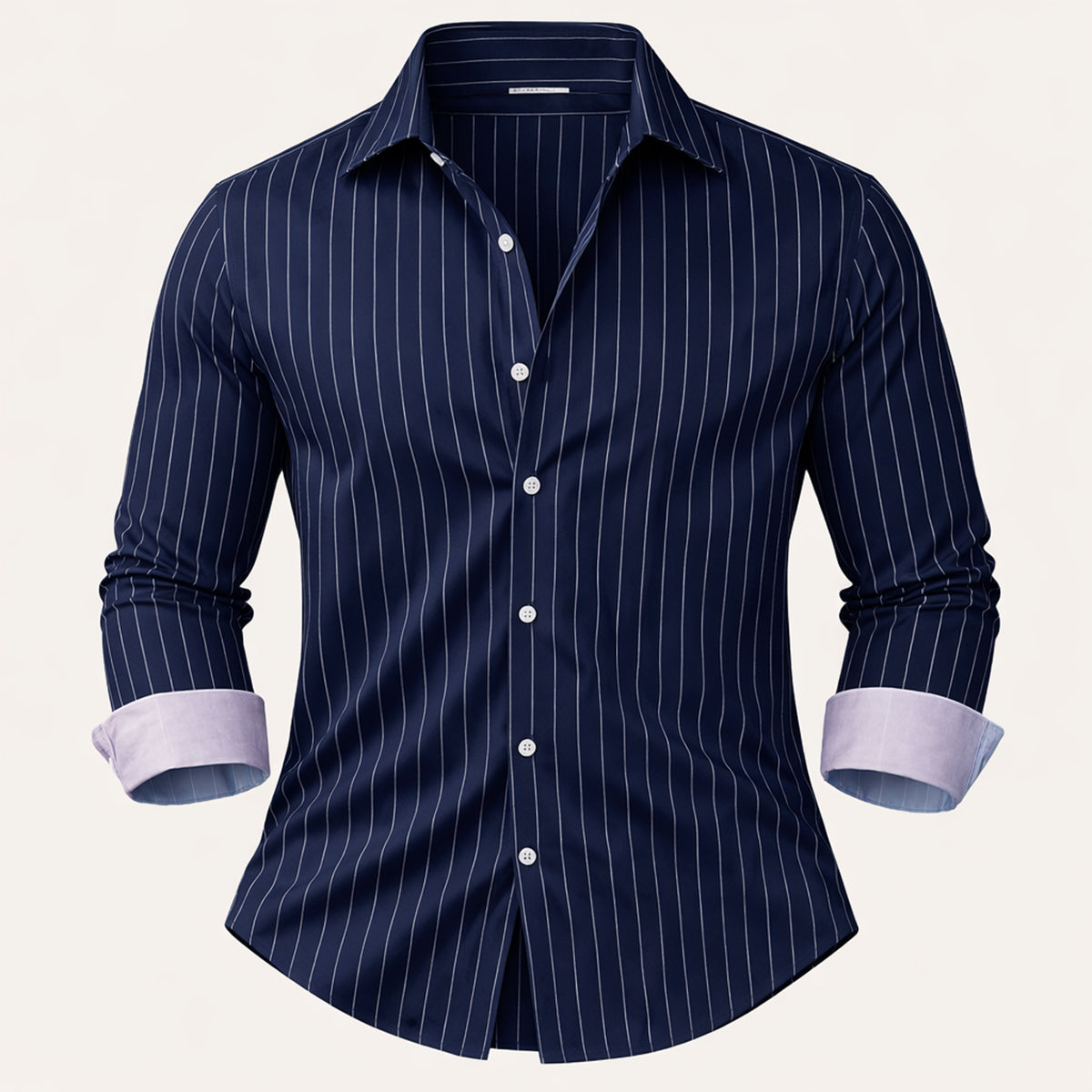 Blake | Men's Pinstripe Button Up Shirt Navy Long Sleeve