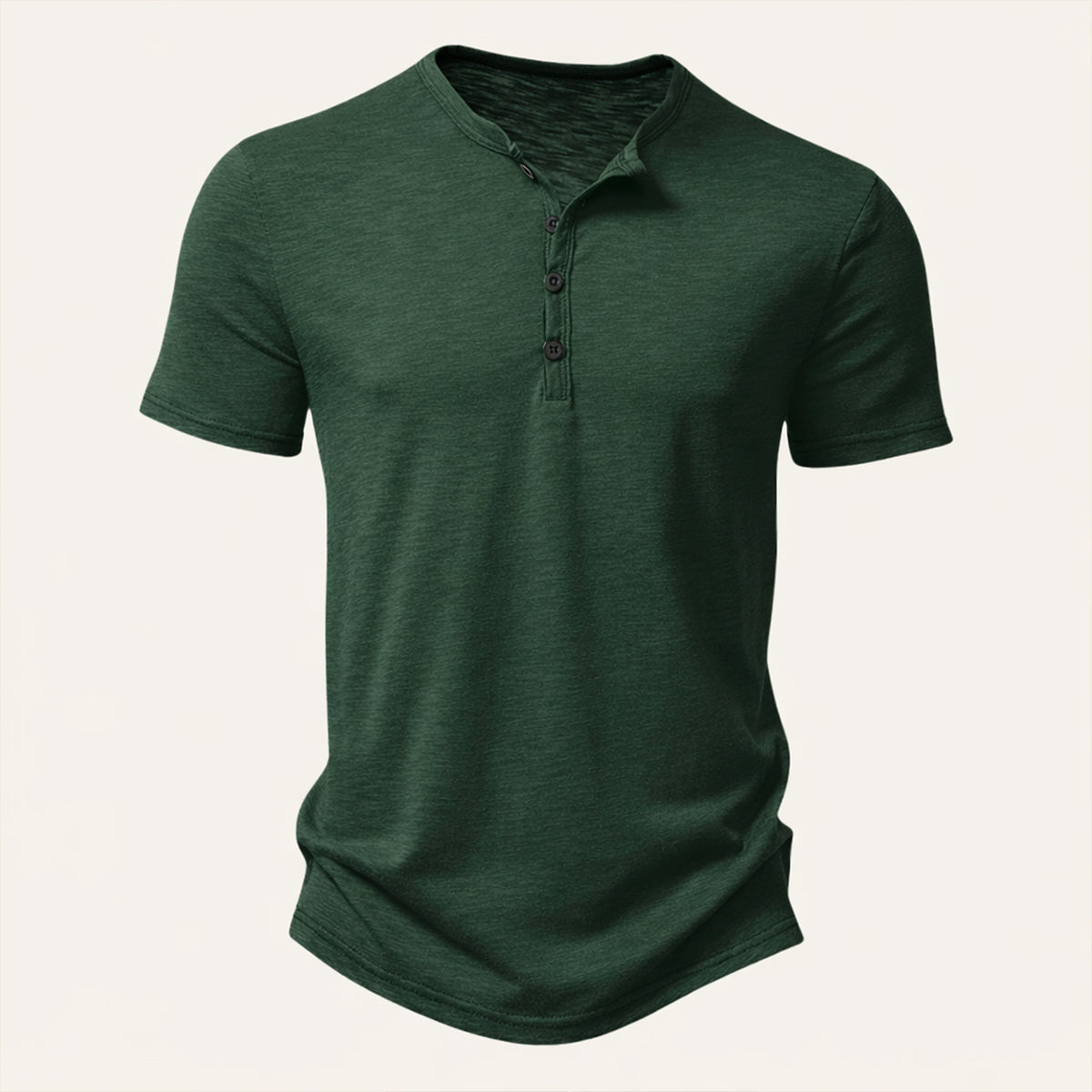 Sage | Men's Henley Shirt Cream Short Sleeve