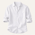 Dama Washington Ezra men's casual linen button up shirt olive green - view 2