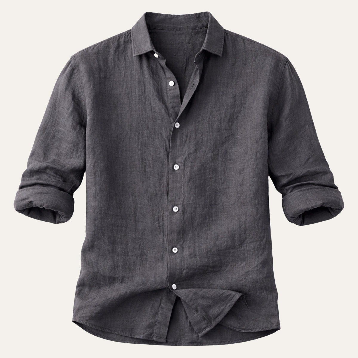 Omar | Men's Linen Shirt Charcoal Gray Button Up