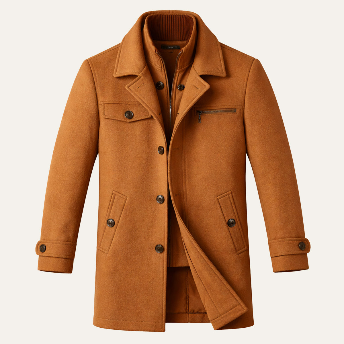 Wyatt | Men's Wool Blend Overcoat Black Button Closure