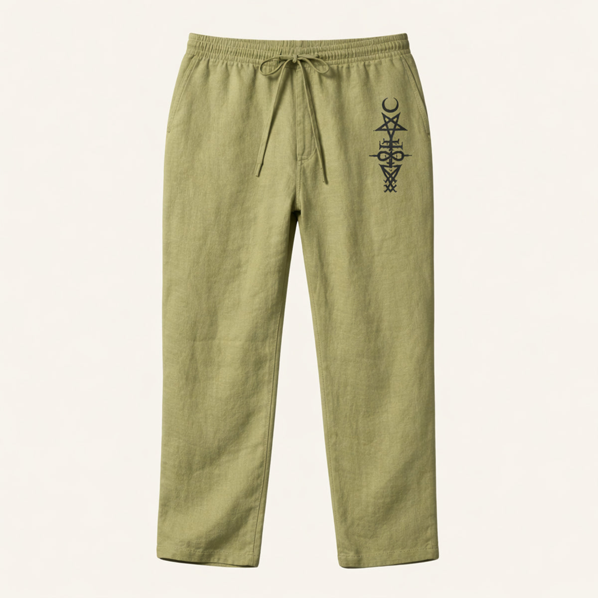 Luca | Men's Relaxed Wide Leg Linen Pants Gray Drawstring