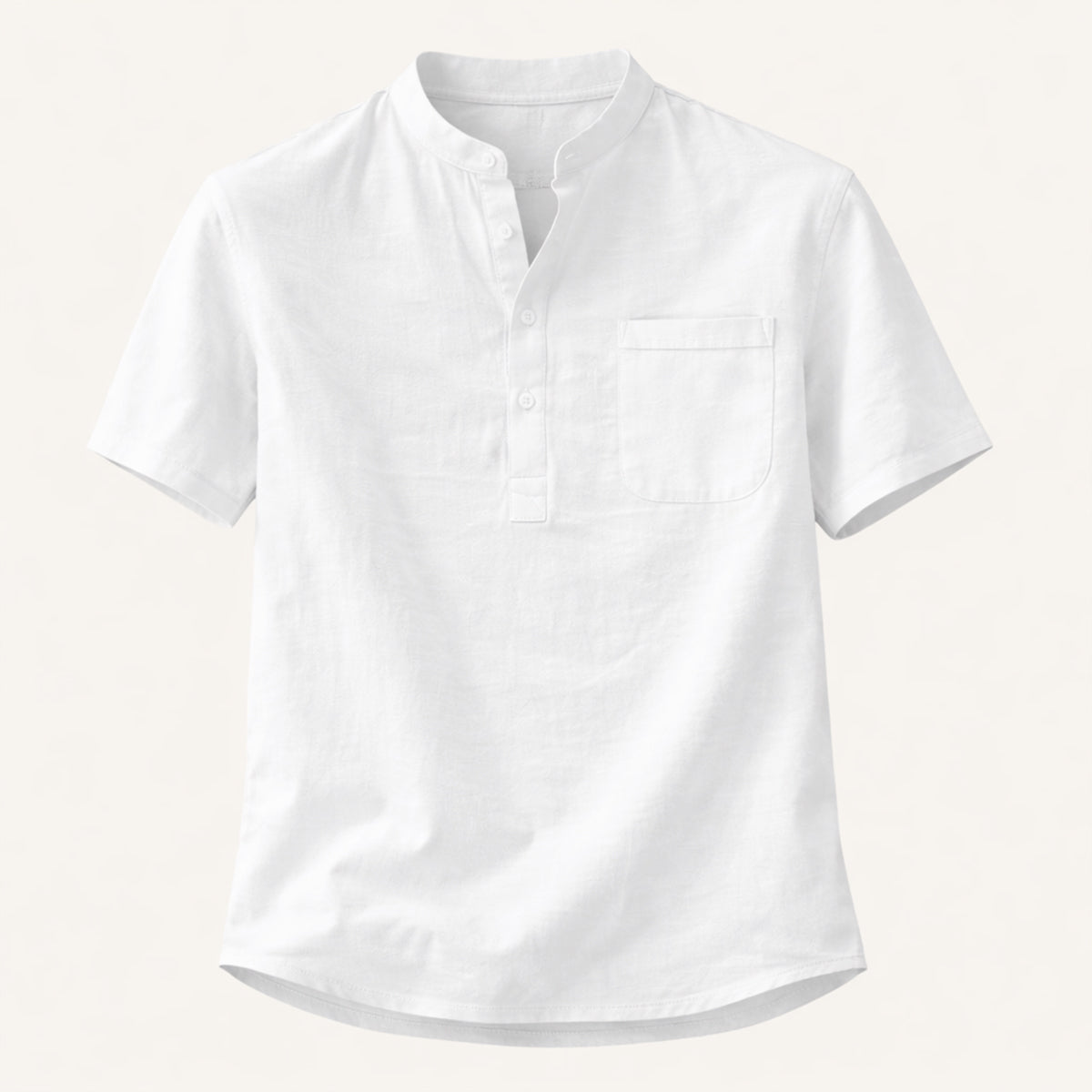 Ivo | Men's Linen Henley Shirt Light Green Short Sleeve