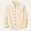 Dama Washington Beau men's corduroy button up shirt cream long sleeve - front view