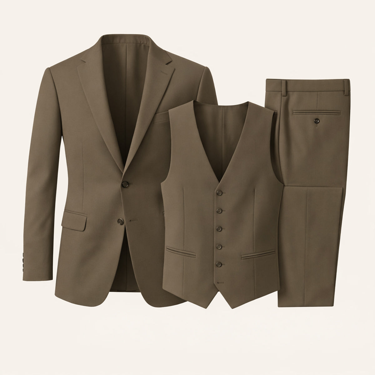 Callum | Men's Three Piece Slim Fit Suit Cream Formal Blazer Vest Trousers