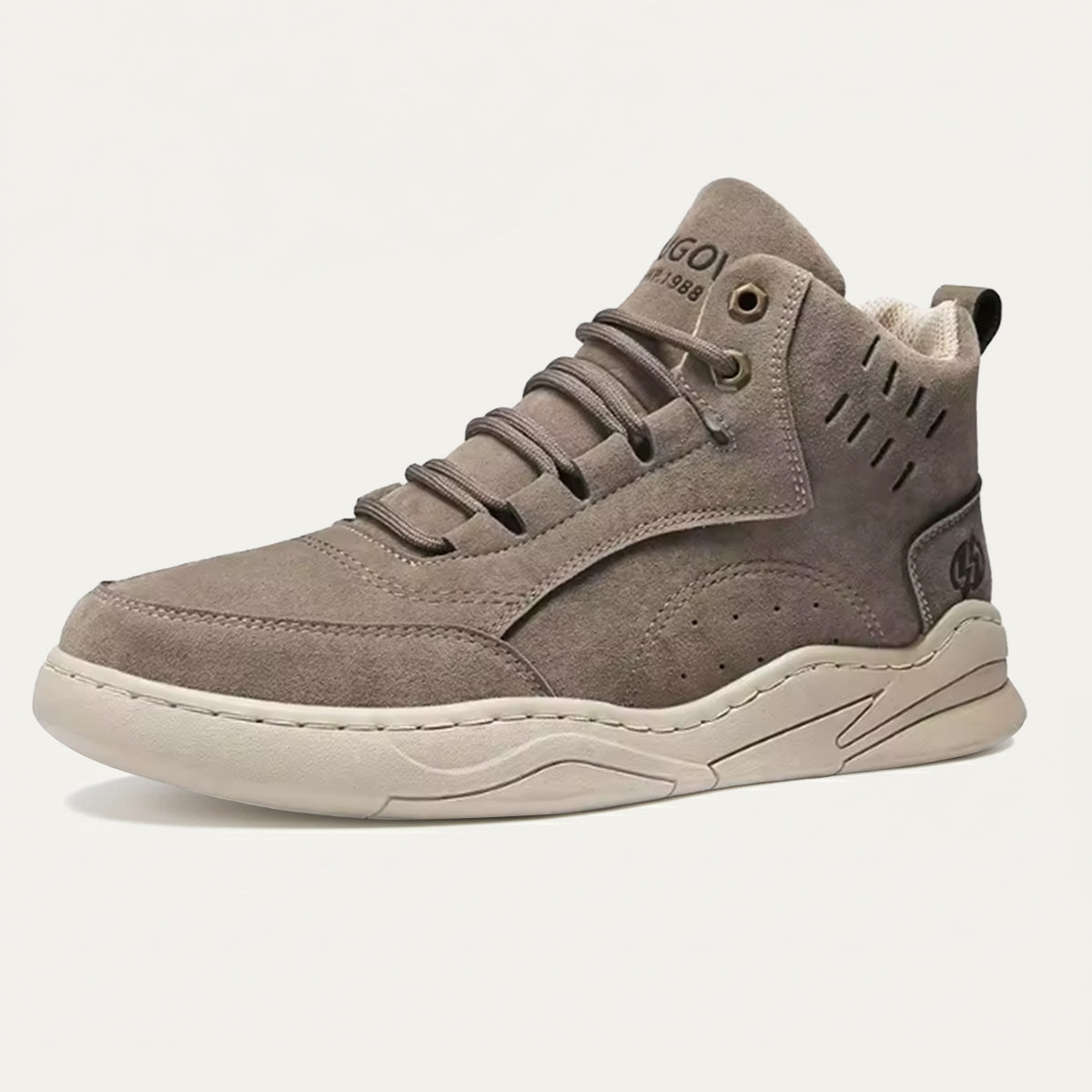 Axel | Men's Suede High Top Sneaker Beige Cream Sole