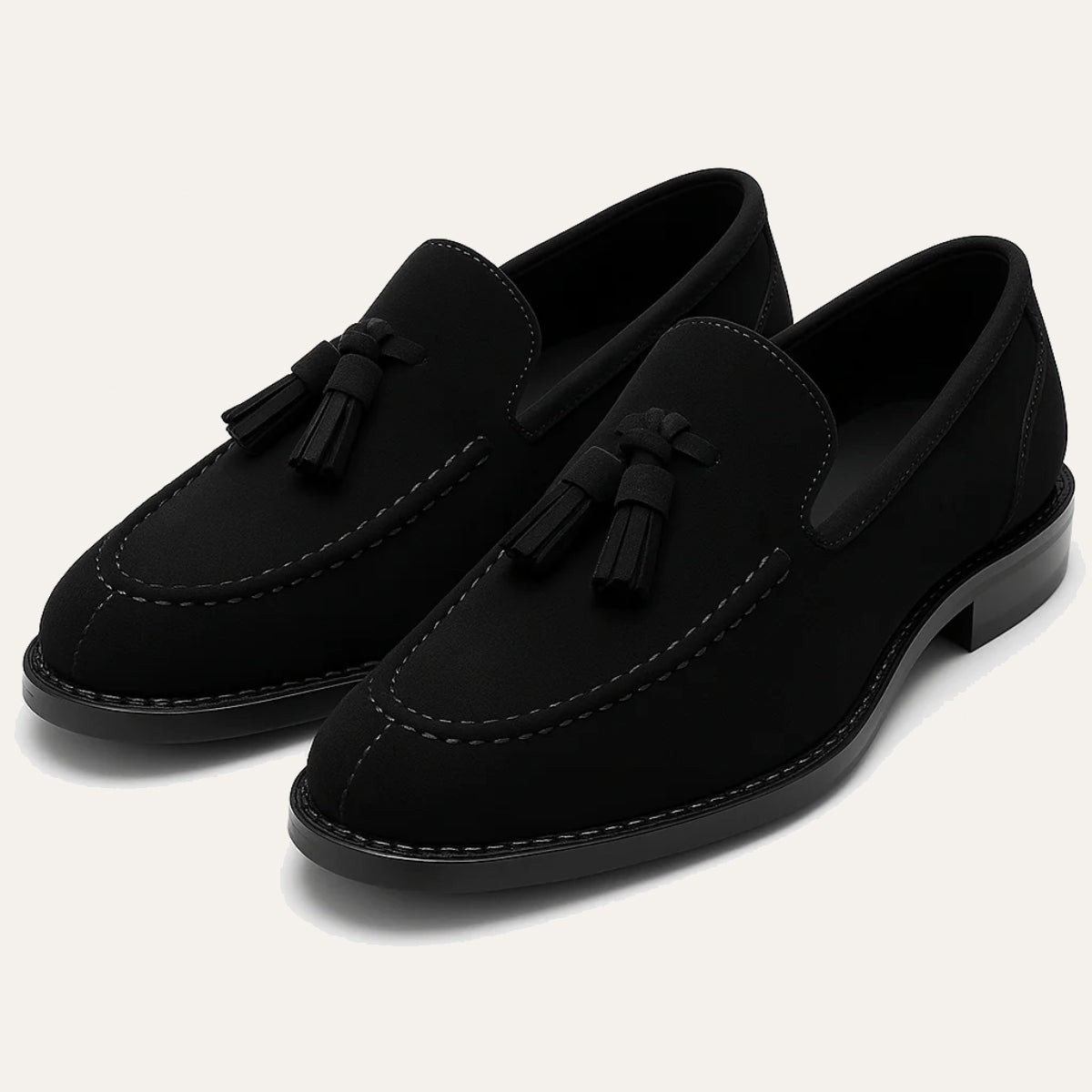 Dama Washington Livorno men's suede tassel loafer black - front view