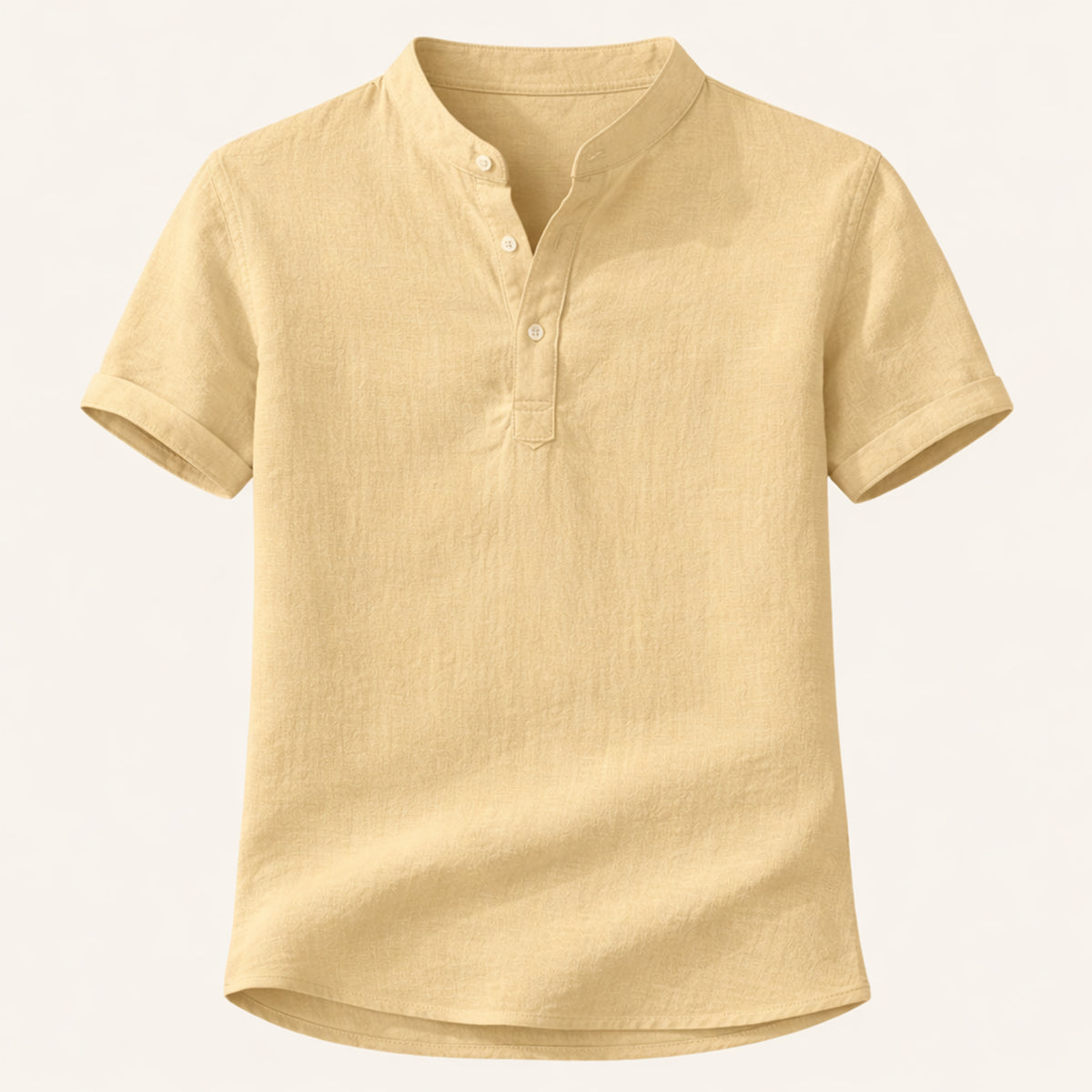 Beau | Men's Linen Shirt Cream Short Sleeve Button Up