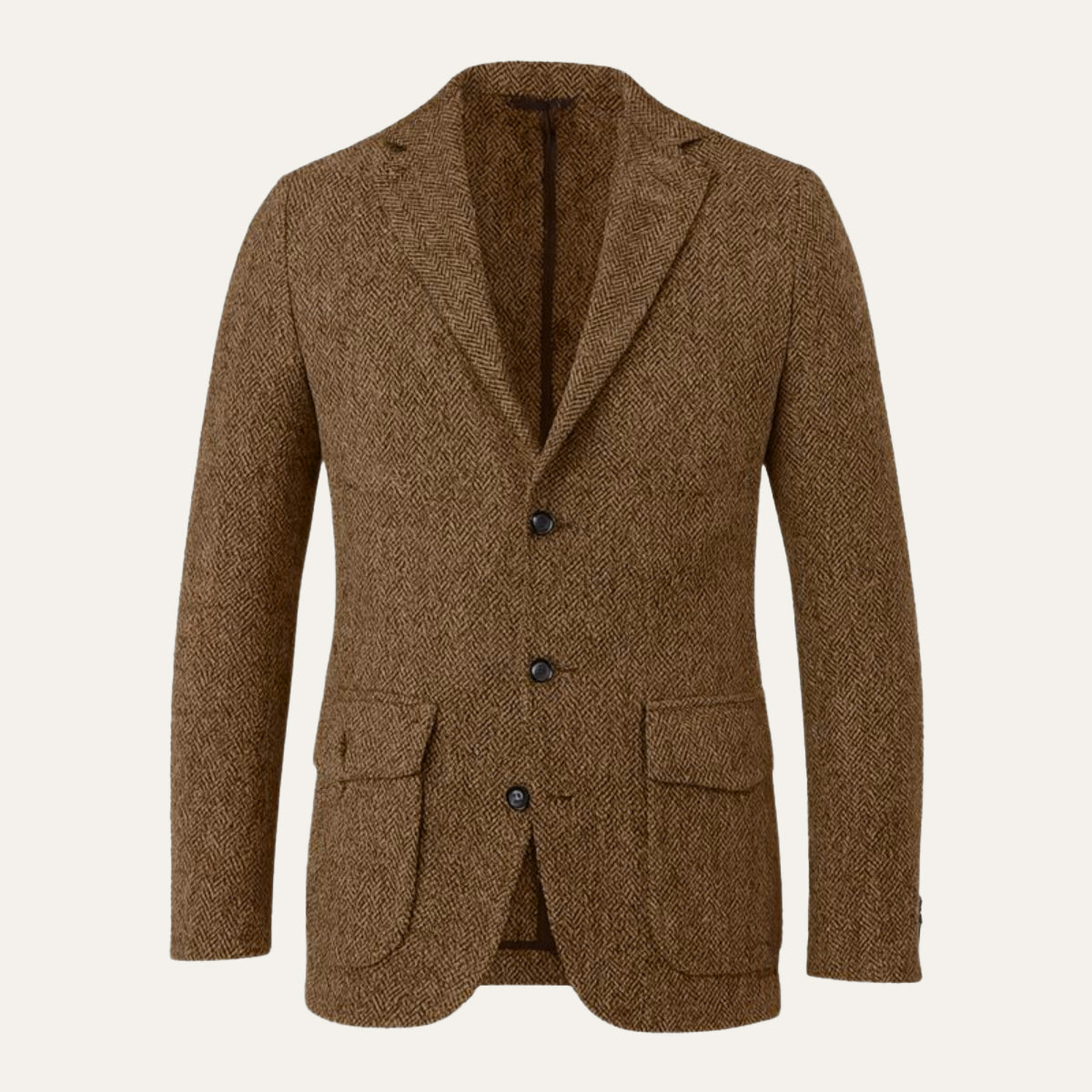Beau | Men's Tweed Blazer Brown Herringbone Single Breasted