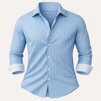 Dama Washington Rory men's pinstripe button down shirt black long sleeve - view 10