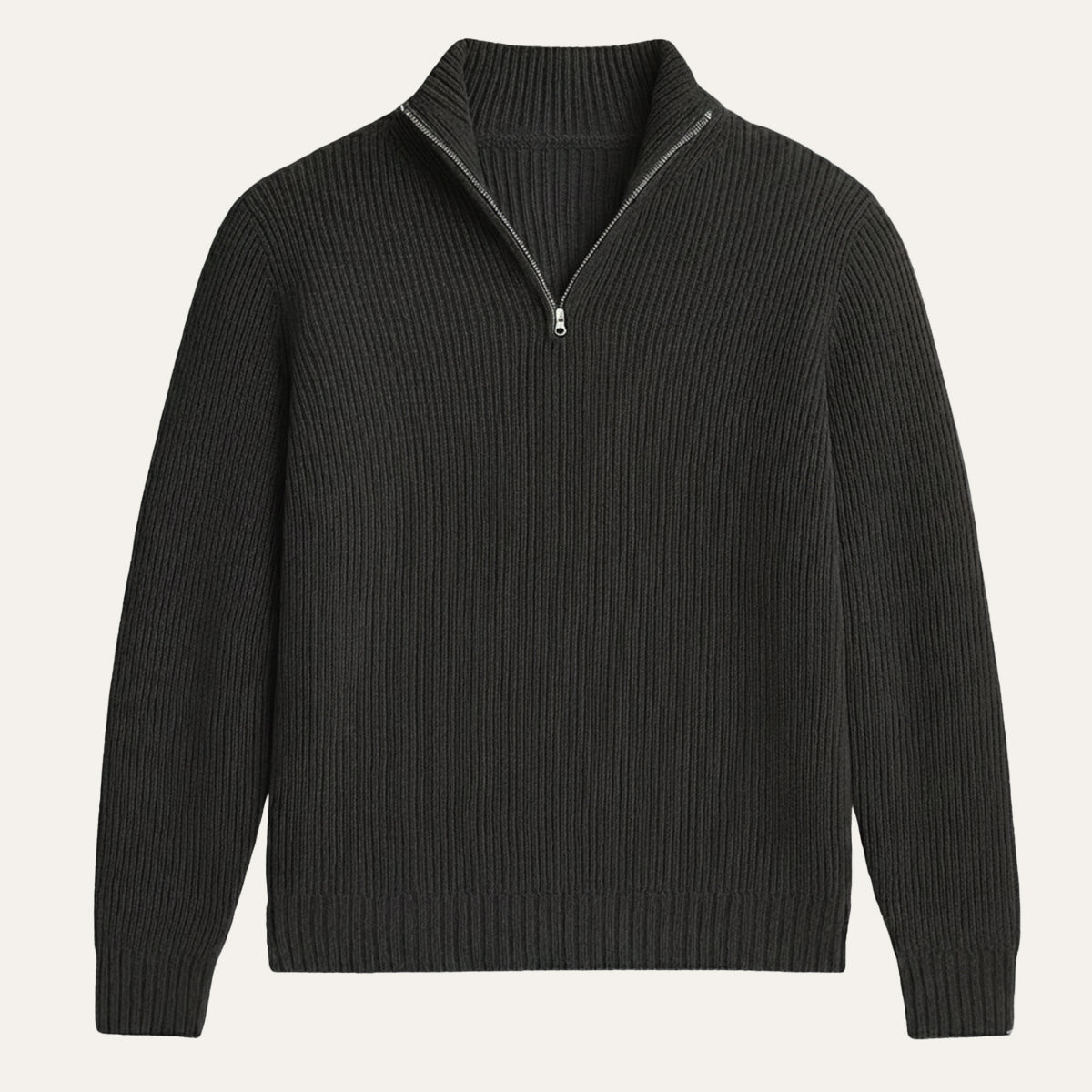 Callum | Men's Quarter Zip Sweater Blue Ribbed Knit