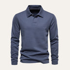 Dama Washington Axel men's long sleeve polo shirt navy - front view
