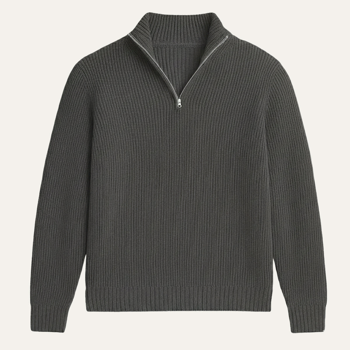 Callum | Men's Quarter Zip Sweater Blue Ribbed Knit
