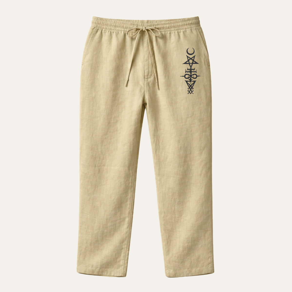 Luca | Men's Relaxed Wide Leg Linen Pants Gray Drawstring