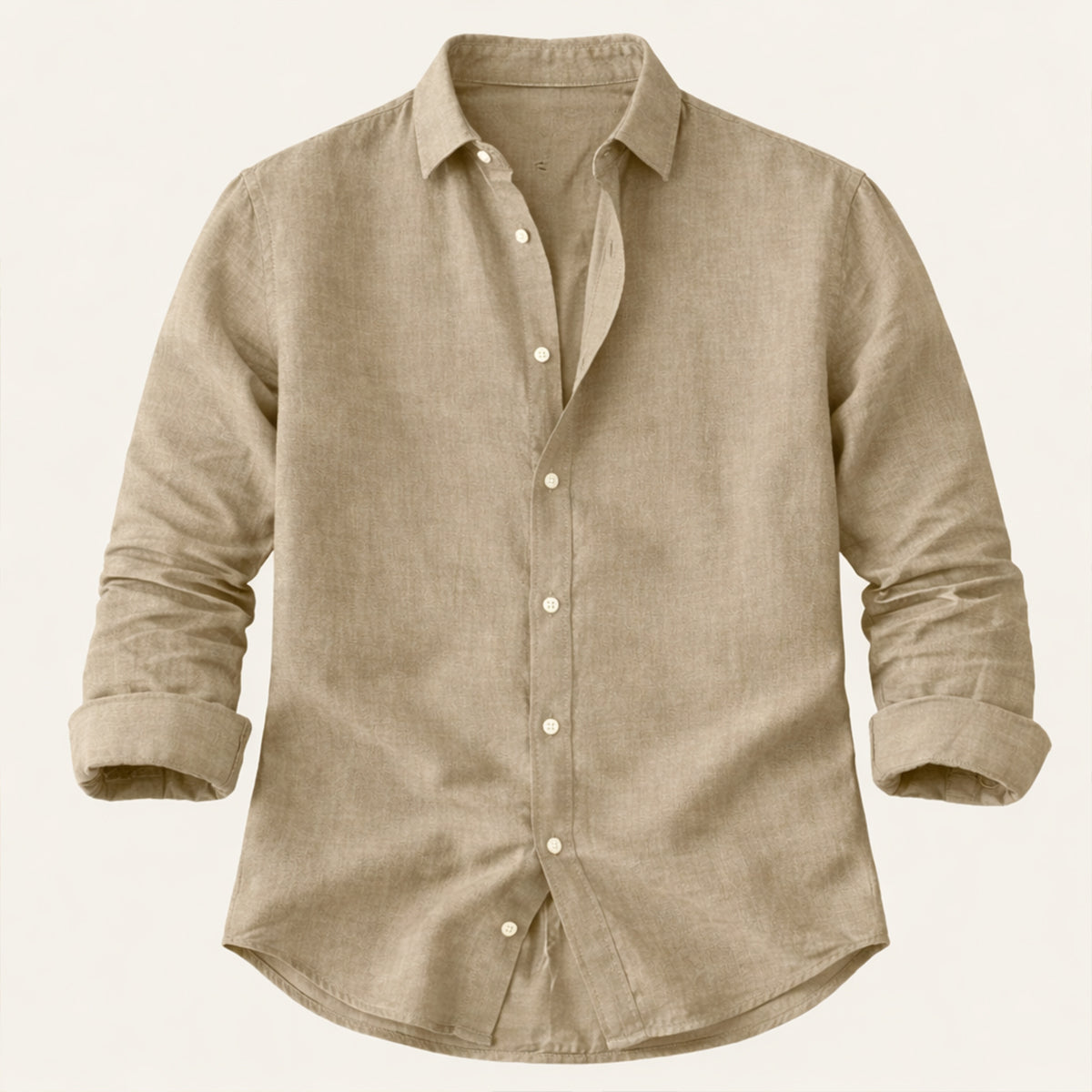 Beau | Men's Casual Linen Shirt Blue Long Sleeve Button Up