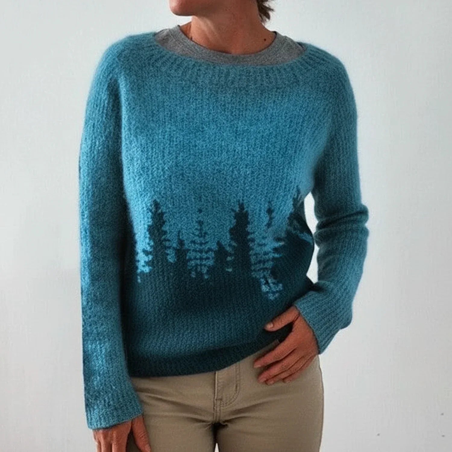 Isla | Women's Fair Isle Crew Neck Sweater Green