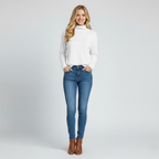 Dama Washington Maren women's turtleneck sweater cream long sleeve - front view