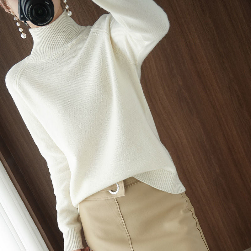 Ines | Women's Oversized Turtleneck Sweater Cream Knit