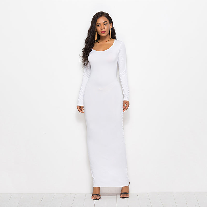 Ada | Women's Long Sleeve White Maxi Dress
