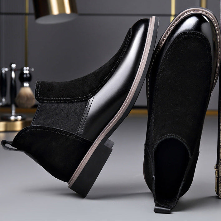 Voss | Men's Suede Chelsea Boots Brown Leather Ankle