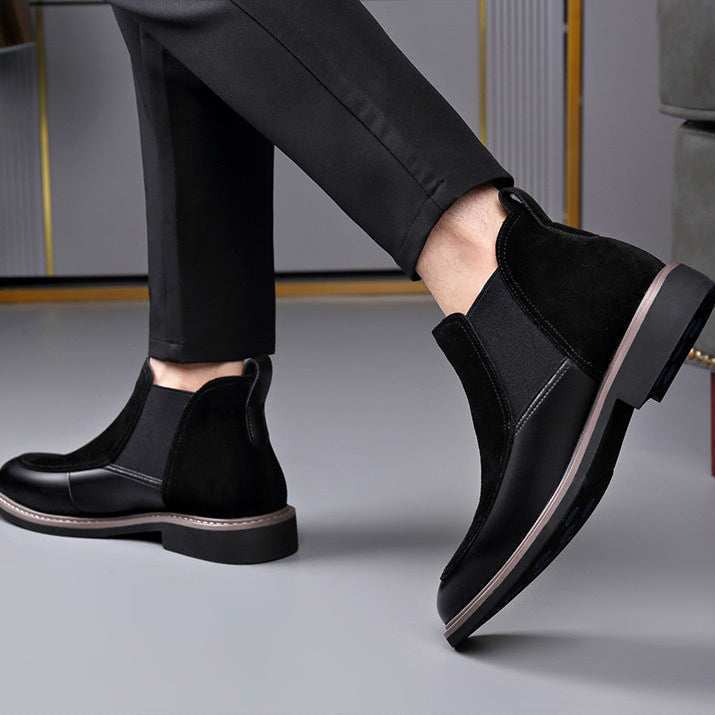 Voss | Men's Suede Chelsea Boots Brown Leather Ankle