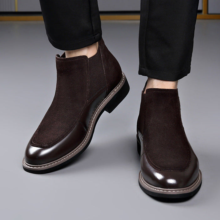 Voss | Men's Suede Chelsea Boots Brown Leather Ankle