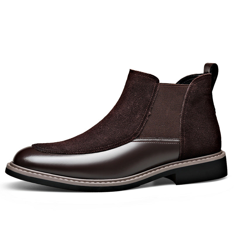 Voss | Men's Suede Chelsea Boots Brown Leather Ankle