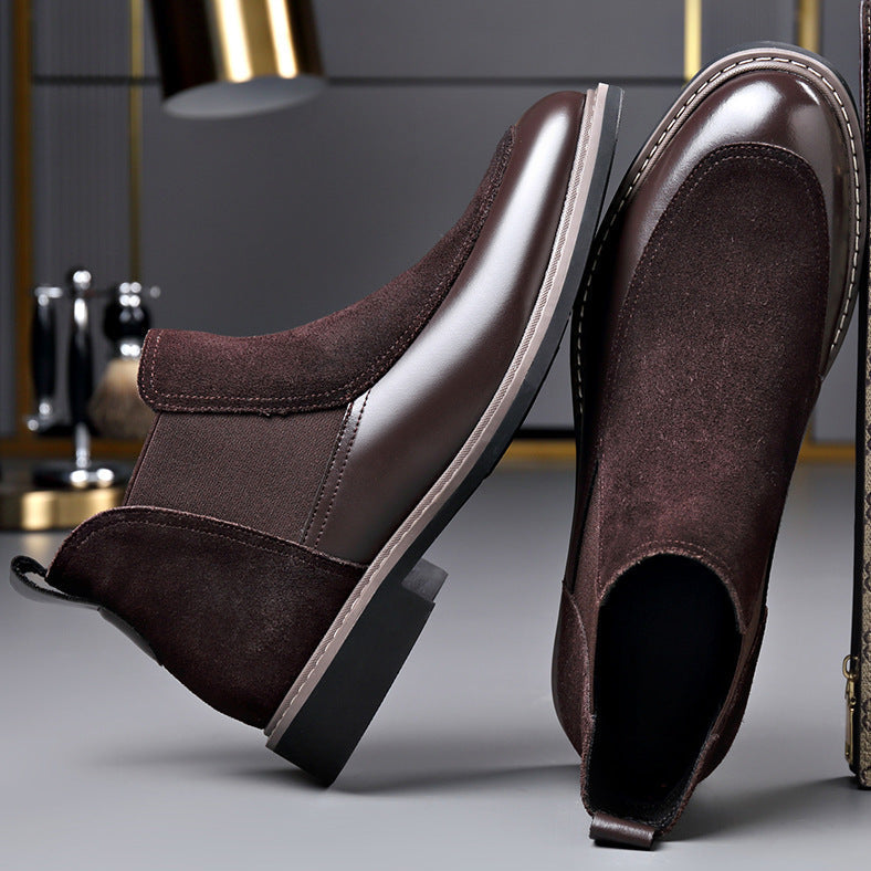 Voss | Men's Suede Chelsea Boots Brown Leather Ankle