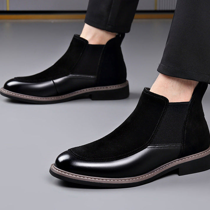 Voss | Men's Suede Chelsea Boots Brown Leather Ankle