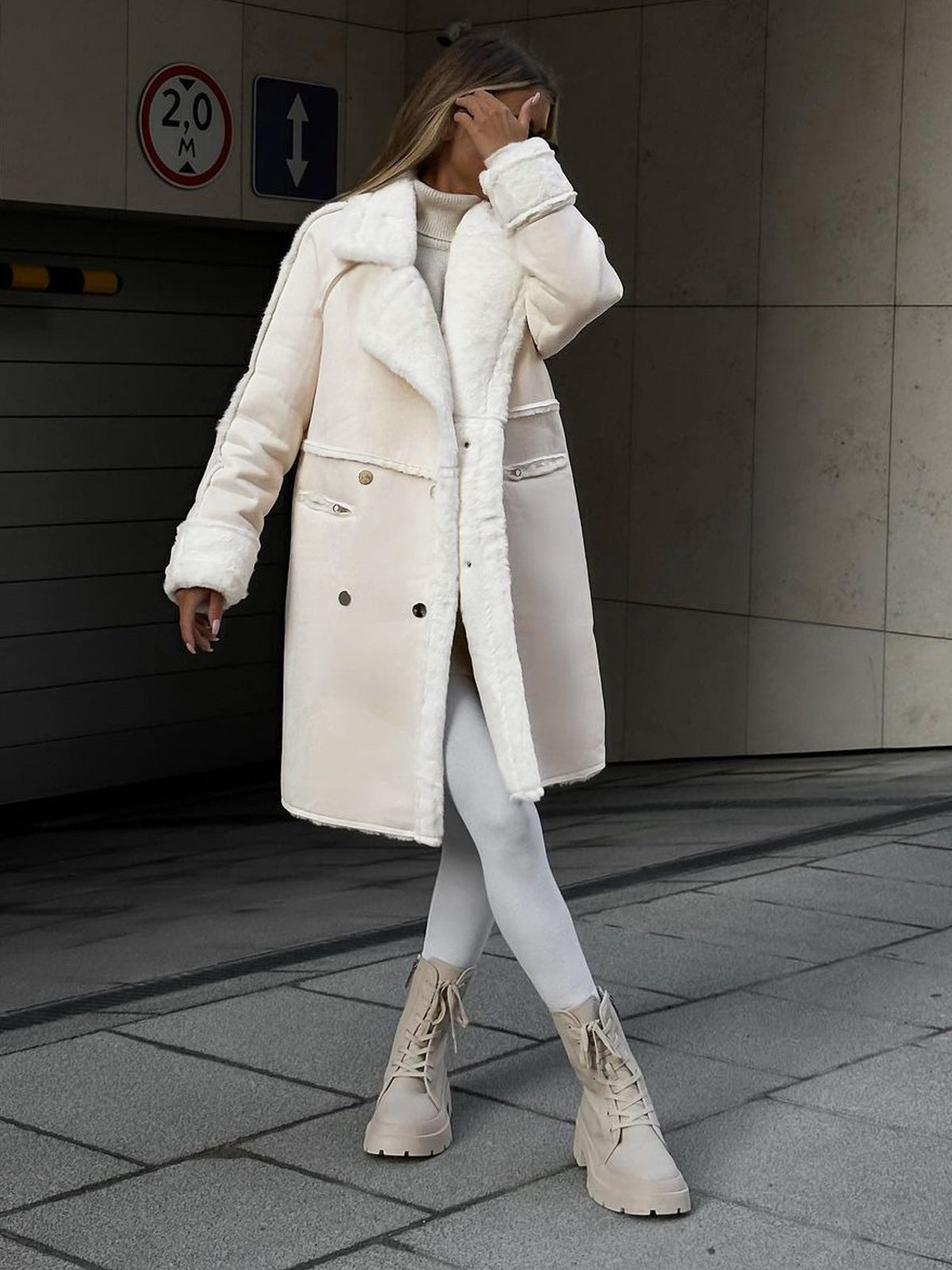Dama Washington Flavia women's oversized shearling long coat - view 5