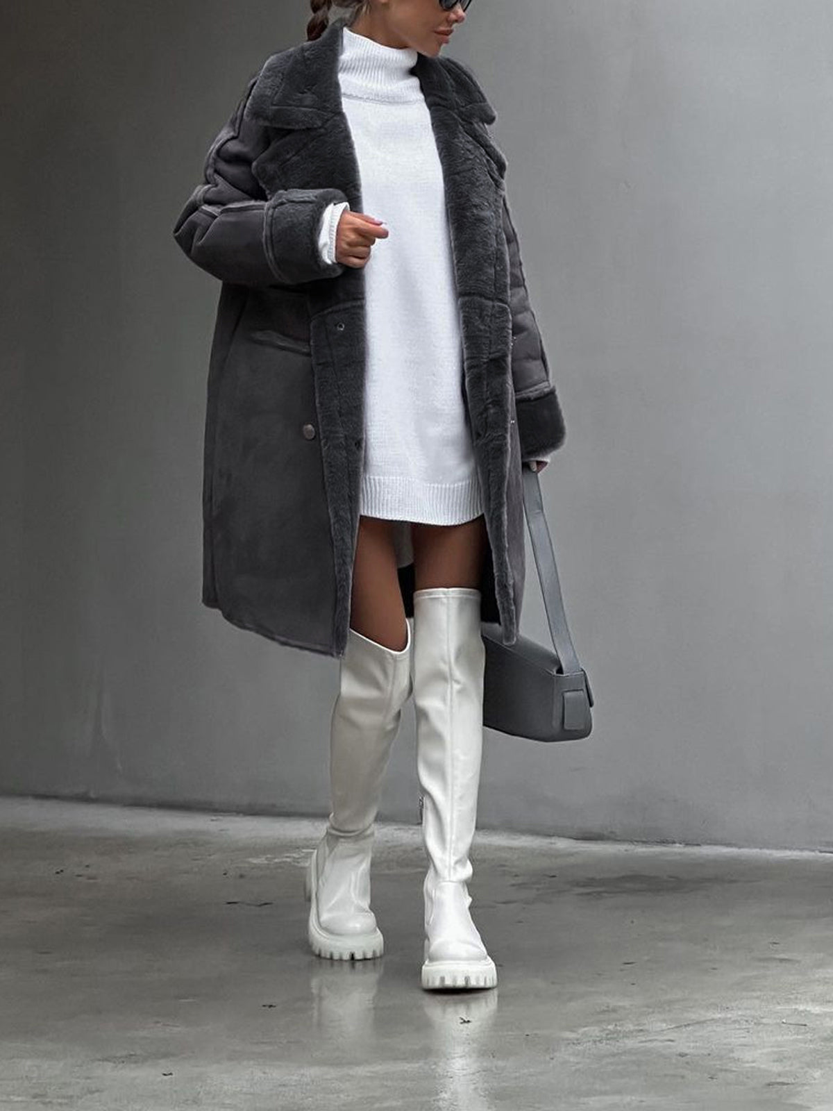 Dama Washington Flavia women's oversized shearling long coat - view 4