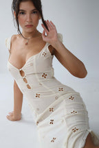 Dama Washington Ember women's eyelet midi dress cream puff sleeve - view 9